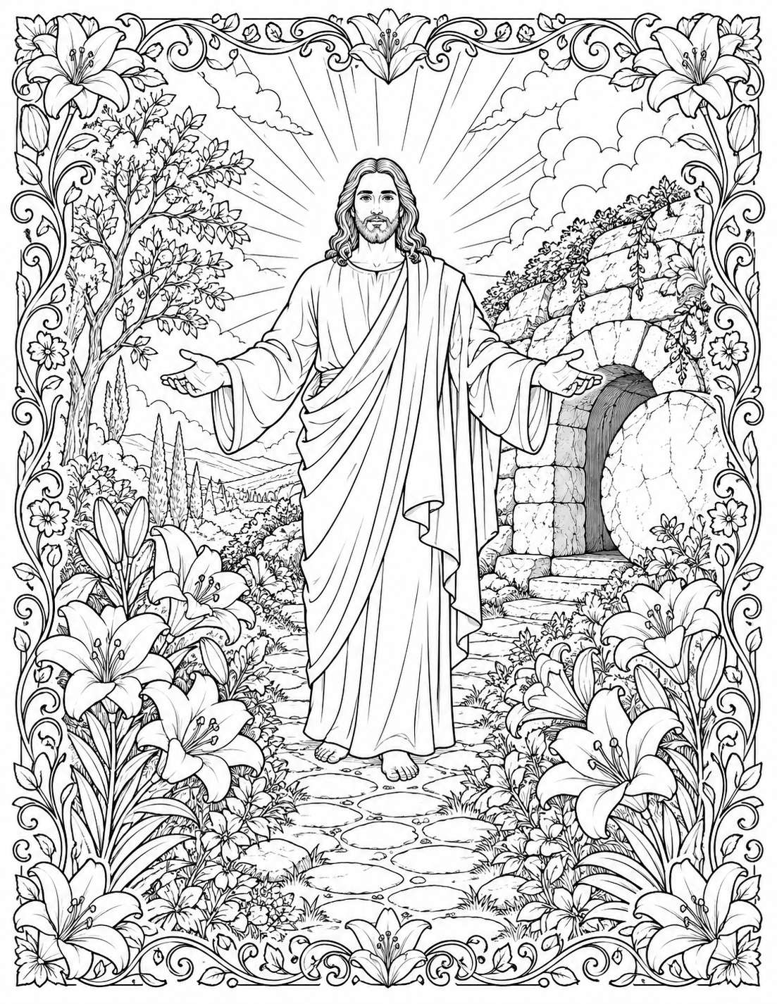 Jesus Is Risen coloring page preview