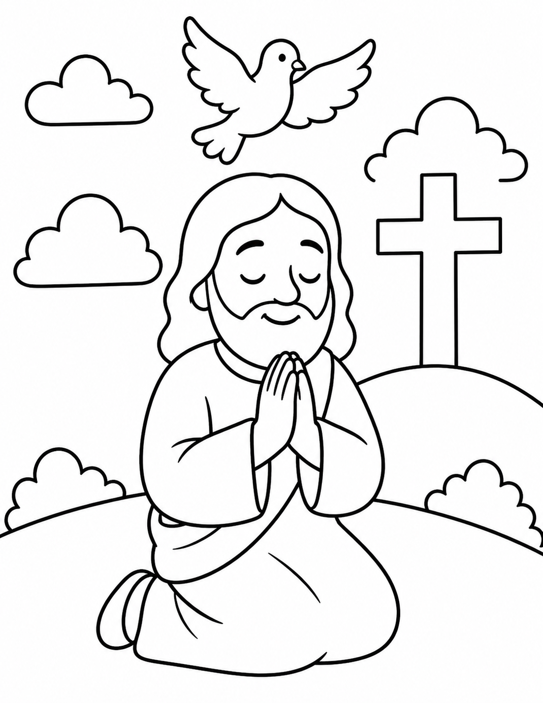 Jesus Prays coloring page preview
