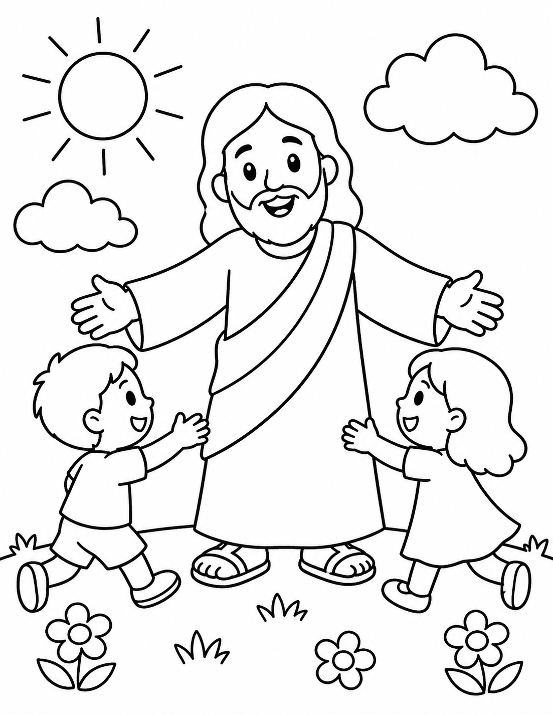 Jesus Welcomes the Children coloring page preview