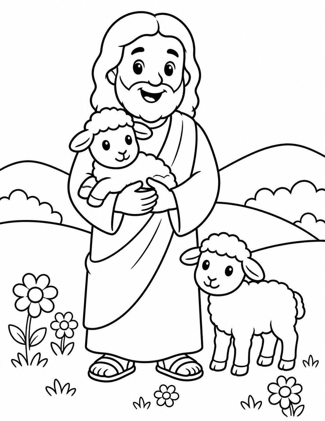 Jesus the Good Shepherd coloring page preview