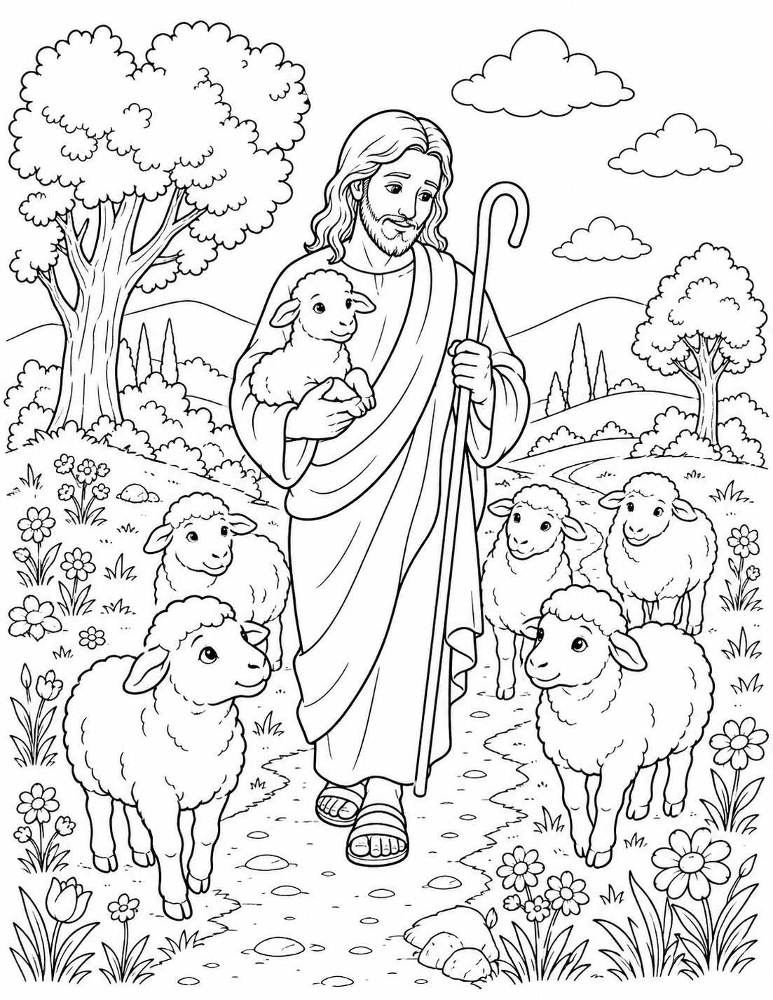 The Good Shepherd’s Meadow coloring page preview