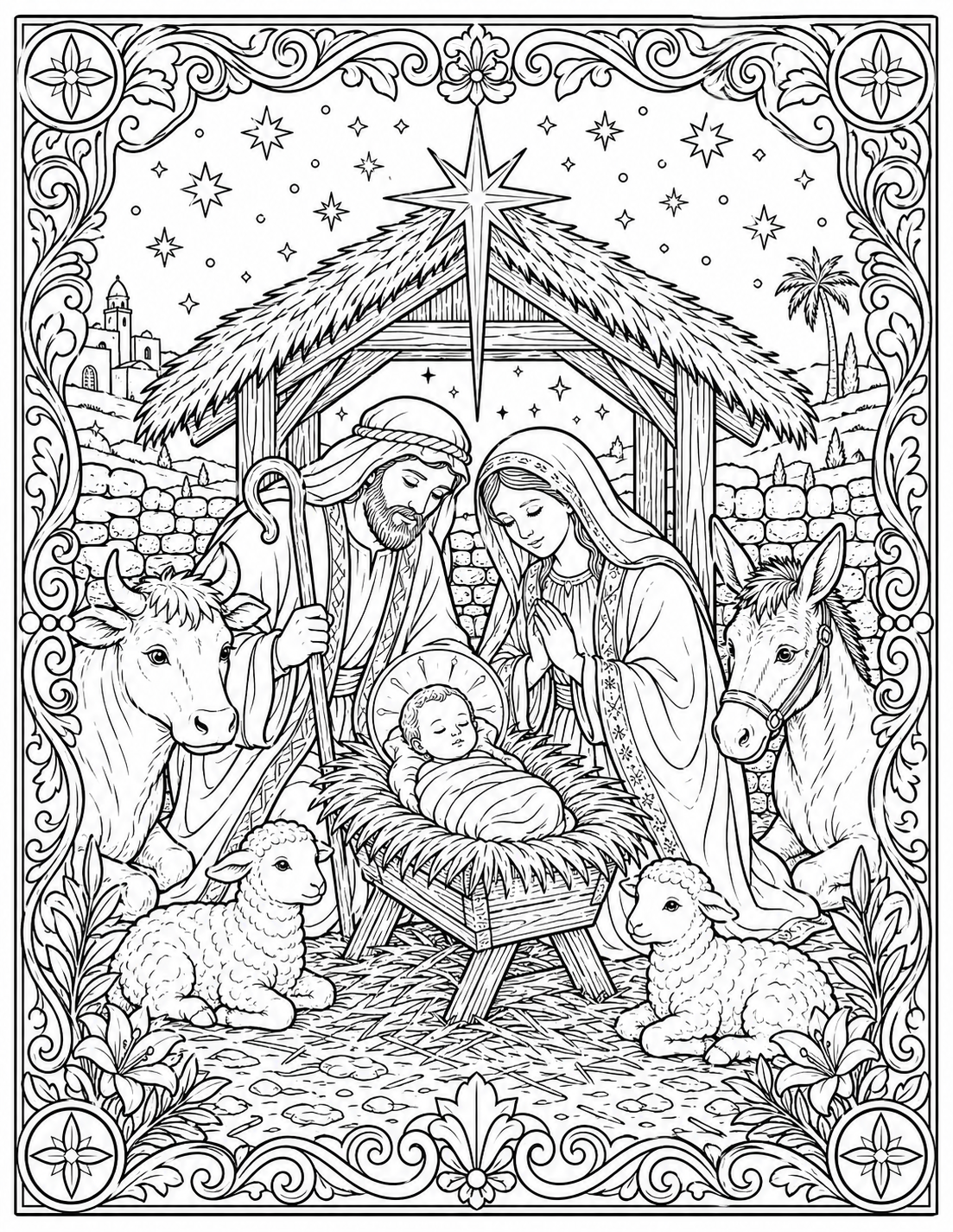 The Nativity of Jesus coloring page preview